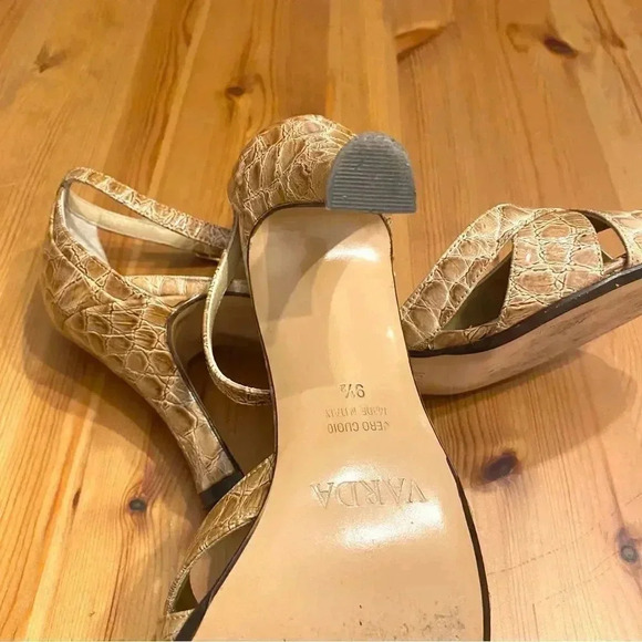 Varda Jenny B New York Designer Croc Leather Heel Sandals Corpcore Officecore - Picture 7 of 11
